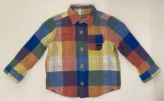 ミキハウス ダブルビー チェック柄 シャツ リバーシブル サイズ100