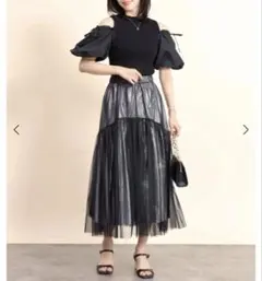 ★最終価格！ 新品PASSIONE♡シャイニーブラックチュールスカート★