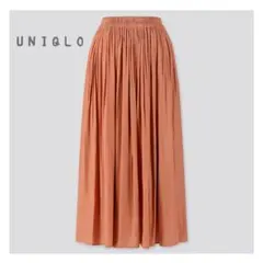 【UNIQLO＊ユニクロ】ギャザーロングスカート フレアプリーツ 総ゴム M