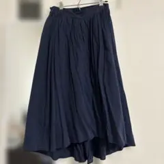 NICE CLAUPネイビー プリーツ フレアロングスカート