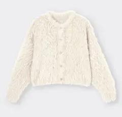 【GU】フェザーヤーンクロップドカーディガン(長袖)