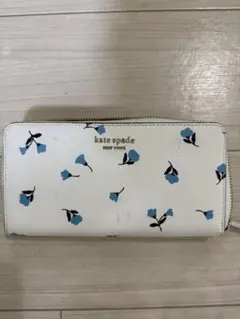 kate spade 花柄 長財布 ホワイト/ブルー