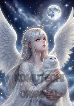 コムテチオリジナル　天使と猫　デジタルアート　2Lサイズ