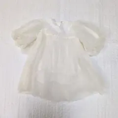アイボリー　フラワー刺繍ベビードレス　チュールドレス