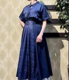 axes femme ネイビー ロングスカート ブラウスシャツ　セットアップ