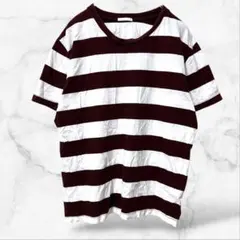 【ジーユー】半袖コットンカットソー Tシャツ 総柄 ボーダー(S)綿100 上