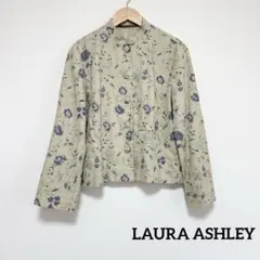 LAURA ASHLEY ノーカラージャケット 花柄 刺繍 Mのサムネイル