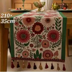 花柄テーブルセンター 200×30cm タッセル付き - メルカリ
