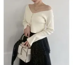 短版羅紋針織開襟毛衣