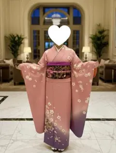 ジョイフル恵利 振袖フルセット 桜柄 振袖 ピンク×紫ぼかし 上品古典