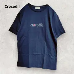 Crocodile ロゴ 半袖Tシャツ L 綿100% ネイビー 90s レトロのサムネイル