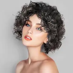 ヘアウィッグ かつら フルウィッグ　耐熱　アフロ　 カーリー　シルバーグレー