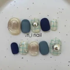 819【ベリーショート】ネイルチップ チーク　チェック　マットネイル　個性派