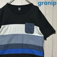 グラニフ　ストライプドットTシャツ 　ポケット付きのサムネイル