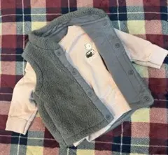 UNIQLO ボアベストグレー100cm＆ピンクトレーナー90cm2点セット