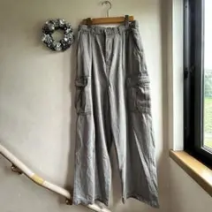 デニムカーゴ ワイドレッグ ワイドストレートカーゴパンツ