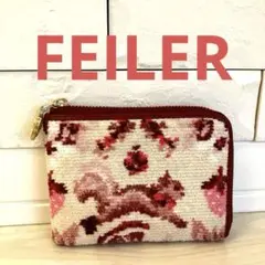 【FEILER】カード コイン ケース 赤 ピンク