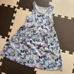 H&M 蝶プリント ノースリーブワンピース 110〜120サイズ