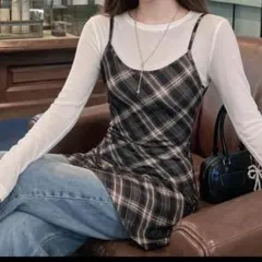 SHEIN シーイン　チェック柄キャミワンピ