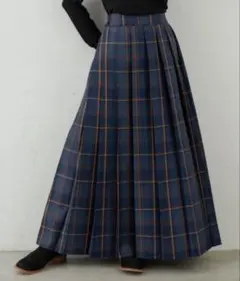リブラキュー プリーツスカート　チェック　ロング　マキシ