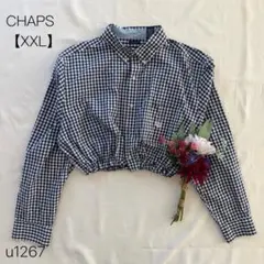 チャップス　ギンガムチェックシャツ　ショート丈　カジュアル　ネイビー　【XXL】のサムネイル