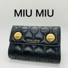 ミュウミュウ 長財布 キルティング ゴールド金具 パスケース付 レザー