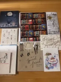 クリスマスツリー ポストカード 3枚 お祝いカード3枚　シール他セット