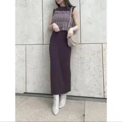 SNIDEL Sustainable チュール&ノースリニットワンピース