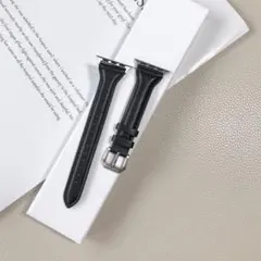 本革アップルウォッチレザーバンド レザースキニーベルト　ブラック　シリーズSE