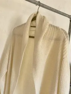 未使用■ホワイト白■ロングニットオープンカーディガン■