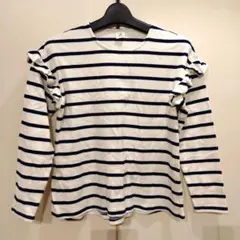 デビロック　ストライプ長袖カットソー フリル付き　150センチ