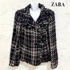 ZARA チェック柄ツイードジャケット