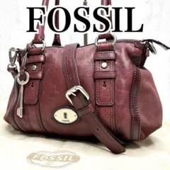 FOSSIL バーガンディ ショルダーバッグ　2way archive 鍵付