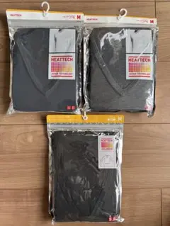 ユニクロ ヒートテック VネックTシャツ（九分袖） Mサイズ ３枚セット メンズ