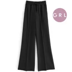 GRL センターピンタックスウェットセミフレアパンツ