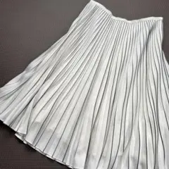 【美品】エポカ プリーツシフォンスカート ストライプ 白黒 46 XL