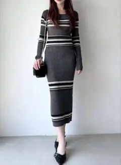 3/13まで5555▶︎値下 リブニットワンピース リゼクシー グレー