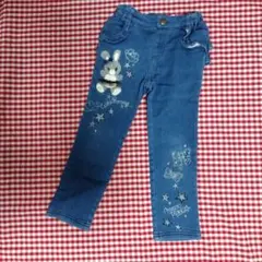 mezzo piano ウサギ刺繍 デニムパンツ　110