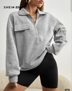 SHEIN グレー ジップアップ スウェット
