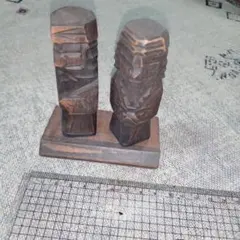 木製彫刻 夫婦2体セット 　北海道　民芸品　ニポポ　アンティーク