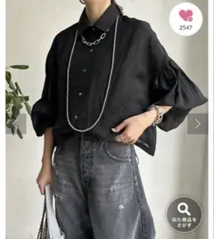 美品♪LE PHIL ルフィル リネンオーバーサイズブラウス F 黒 麻100