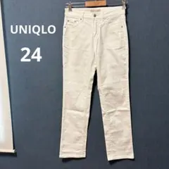美品 UNIQLO 24 ストレッチ ストレートジーンズ ホワイトデニムのサムネイル