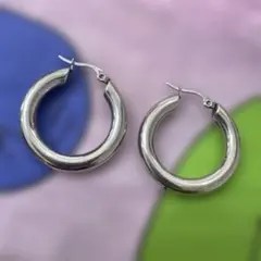 チャンキープーフピアス30mm シルバー　ステンレス