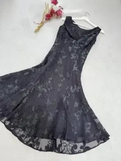 23区 セレモニーロングワンピース 花柄刺繍 フレアロングワンピース