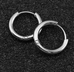 フープピアス シルバーカラー シンプル 男女兼用　14mmのサムネイル