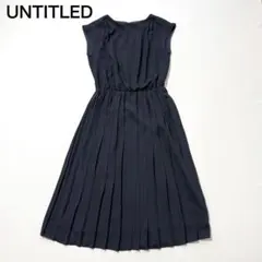 美品　UNTITLED ノースリーブワンピース　プリーツ　切替　フレアワンピース