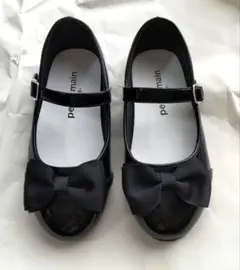 petit main 黒 フォーマルシューズ リボン付き