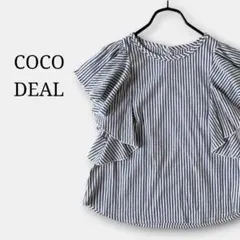 ココディールCOCO DEAL　フレアフリルスリーブブラウス半袖ストライプ　春夏