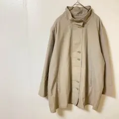 コート　ベージュ　Ｌ　スタンドカラー　綿　無地　前開き　アウター　ボタン