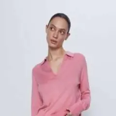 【ZARA/ザラ】ピンク ニットポロシャツ Sサイズ